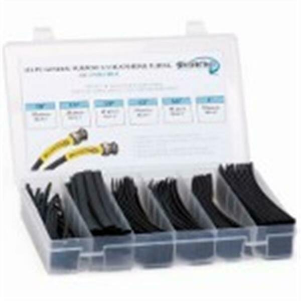 Techflex 6 in. Shrinkflex Heat Shrink Tubing Kit, 2 - 1 Shrink, Black, 110PK HSK2-BK-K